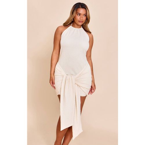 Cream Robe Mini Moulante Texturée À Encolure Américaine Et Détail Cache-cœur | Taille 36 - PrettyLittleThing - Modalova