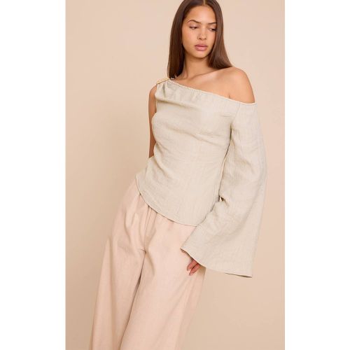 Sage Green Haut Texturé Tissé À Détail Asymétrique Avec Finitions | Taille 32 - PrettyLittleThing - Modalova