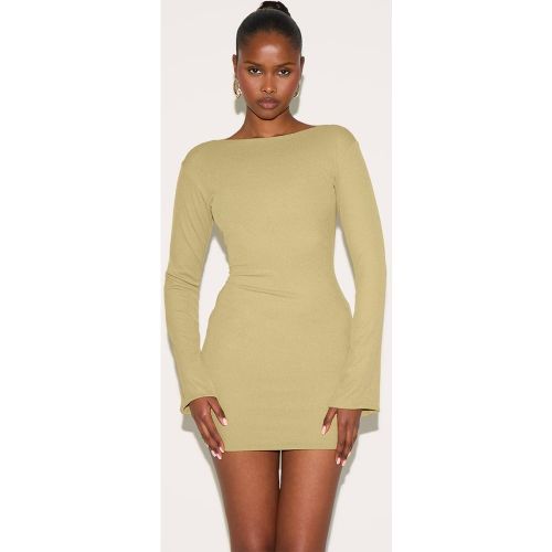 Olive Robe Mini Col Bateau Manches Évasées En Peau D'oignon | Taille 36 - PrettyLittleThing - Modalova