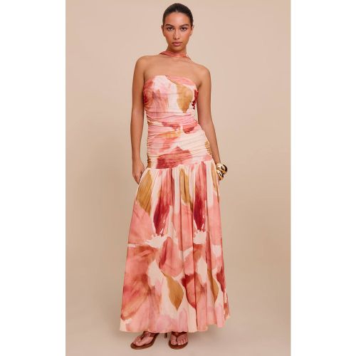 Stone Robe Maxi Taille Basse Avec Foulard Froncé | Taille 32 - PrettyLittleThing - Modalova