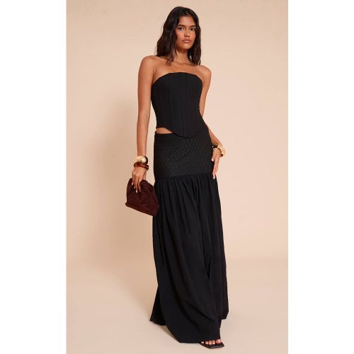 Black Jupe Longue Texturée À Taille Basse En Tissu Léger Tissé | Taille 32 - PrettyLittleThing - Modalova