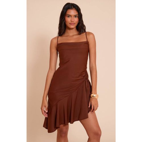 Robe Courte Droite En Mousseline Avec Détail Nœud | Taille 34 - PrettyLittleThing - Modalova