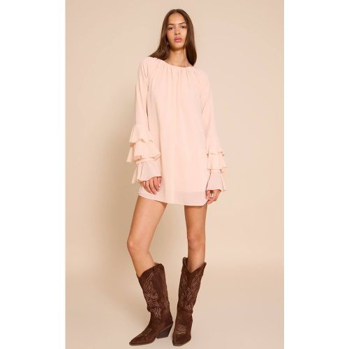 Blush Robe Droite En Mousseline Avec Détail De Manches À Volants | Taille 32 - PrettyLittleThing - Modalova