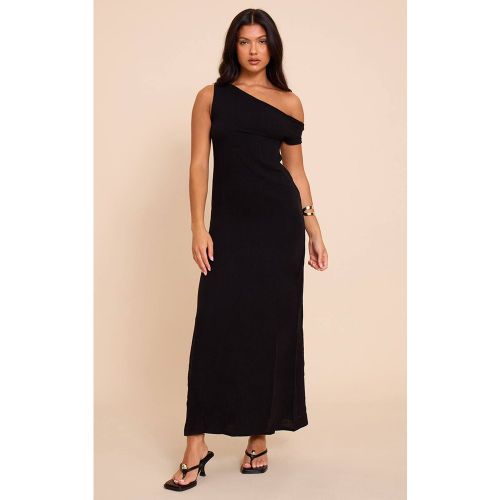 Black Robe Longue Asymétrique Texturée Tissée À Une Épaule | Taille 32 - PrettyLittleThing - Modalova