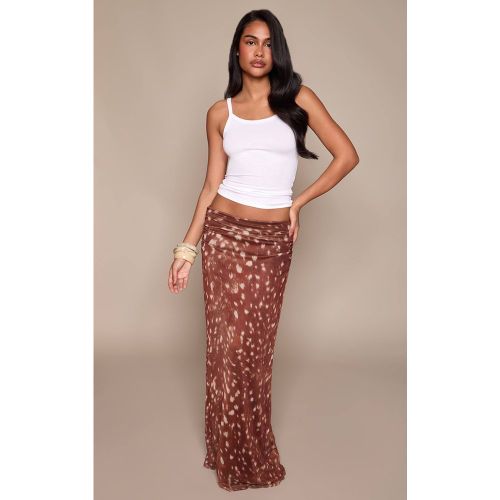 Brown Jupe Longue En Mesh À Imprimé Abstrait | Taille 32 - PrettyLittleThing - Modalova