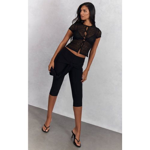 Black Pantacourt Capri Enveloppant En Jersey Slinky Double Épaisseur | Taille 42 - PrettyLittleThing - Modalova