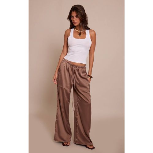 Mushroom Pantalon Large Taille Basse En Satin Avec Cordon De Serrage | Taille 42 - PrettyLittleThing - Modalova