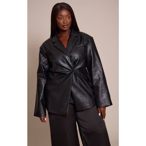 Black Blazer Grande Taille En Synthétique Avec Taille Cintrée | Taille 46 - PrettyLittleThing - Modalova