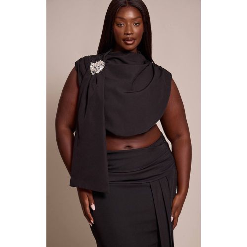 Black Ensemble Crop Top Drapé Premium Avec Détails De Finition Tissée | Taille 46 - PrettyLittleThing - Modalova