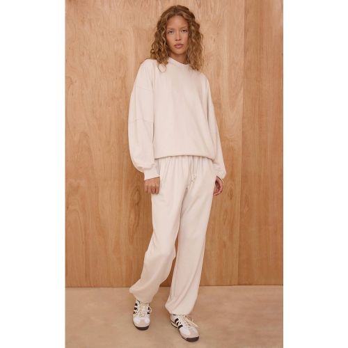 Cream Pantalon De Jogging Côtelé Avec Poignets Resserrés | Taille XS - PrettyLittleThing - Modalova
