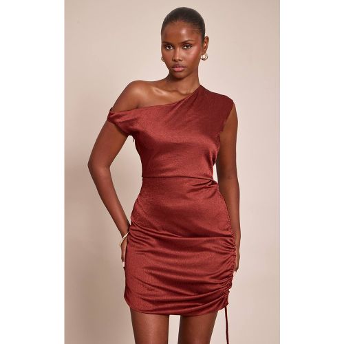 Rust Robe Mini En Satin Froncée À Une Épaule | Taille 42 - PrettyLittleThing - Modalova
