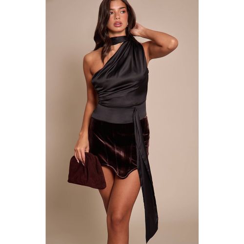 Black Haut Drapé En Satin | Taille 32 - PrettyLittleThing - Modalova