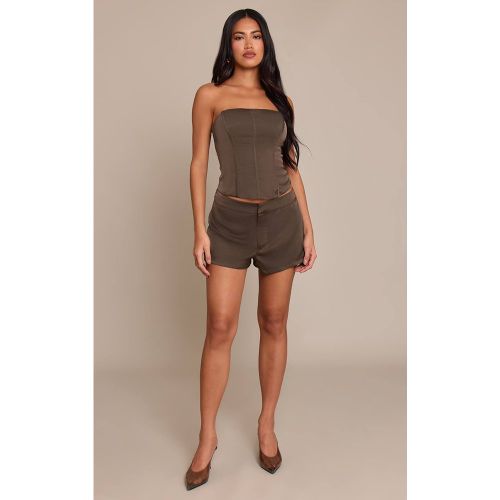 Dark Brown Short Taille Basse En Satin | Taille 42 - PrettyLittleThing - Modalova