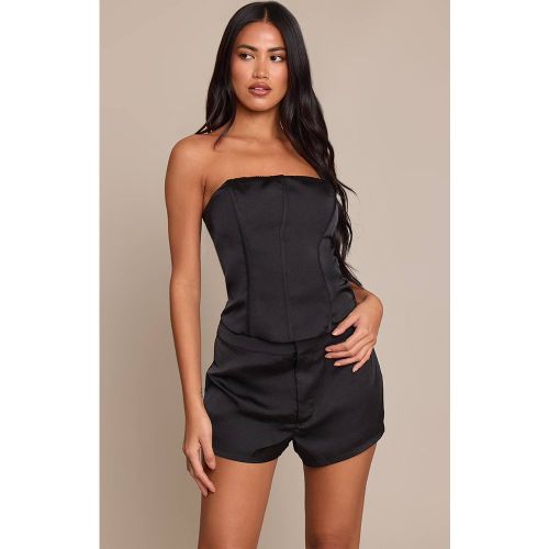 Black Corset Satiné À Baleines | Taille 36 - PrettyLittleThing - Modalova