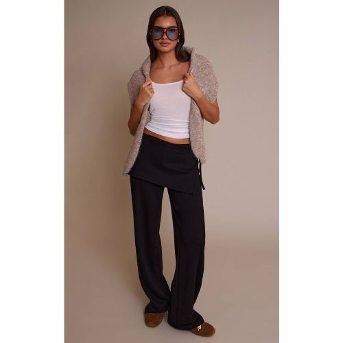 Black Pantalon Large À Jambes Évasées Avec Devant Cache-cœur En Tissu Doux Premium | Taille 32 - PrettyLittleThing - Modalova