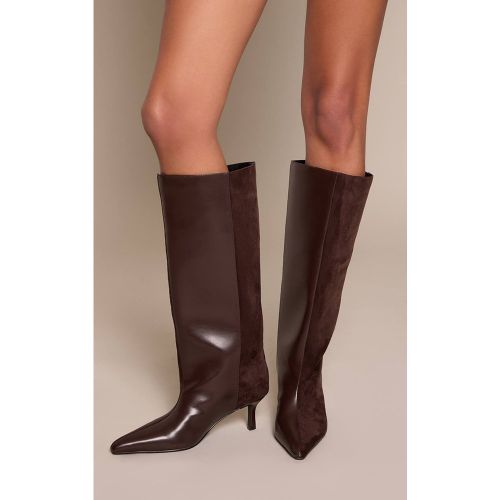 Botte Haute À Talon En Synthétique Synthétique Contrastée | Taille 38 - PrettyLittleThing - Modalova