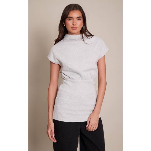 Light Grey Haut À Manches Courtes En Maille Côtelée Brossée | Taille 42 - PrettyLittleThing - Modalova