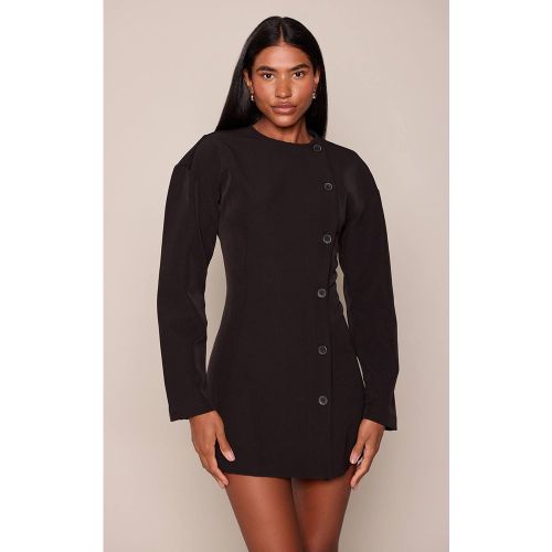 Black Robe Blazer Droite Boutonnée En Biais | Taille 42 - PrettyLittleThing - Modalova
