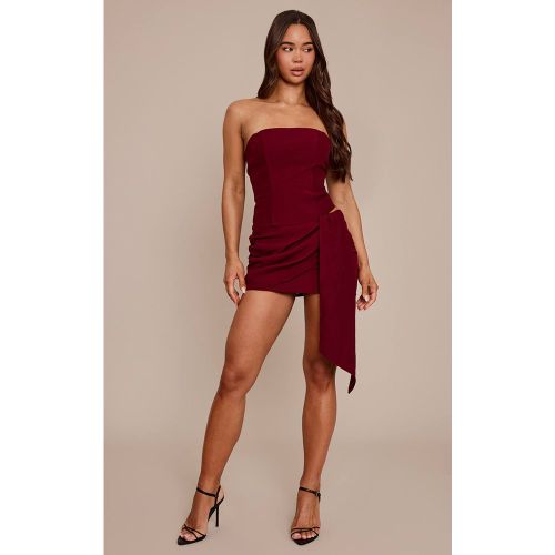 Wine Ensemble Jupe Courte Drapée Portefeuille En Tissu Tissé Ajusté | Taille 36 - PrettyLittleThing - Modalova