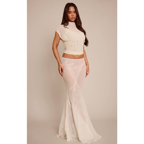 Cream Jupe Longue Évasée En Voile Brodé | Taille 38 - PrettyLittleThing - Modalova