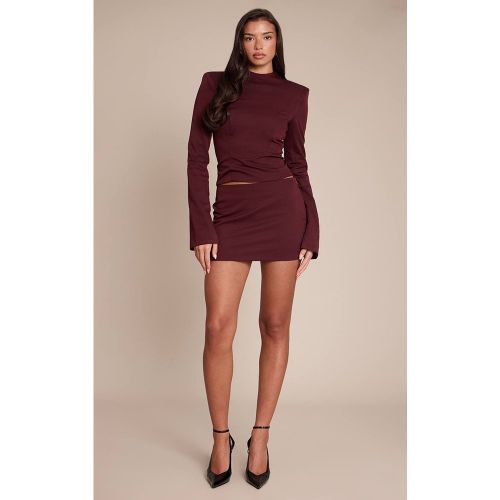 Wine Mini-jupe Ajustée En Sergé | Taille 36 - PrettyLittleThing - Modalova