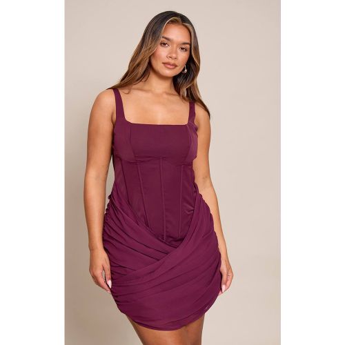 Wine Robe Mini Corset À Détail Drapé Ajusté | Taille 42 - PrettyLittleThing - Modalova