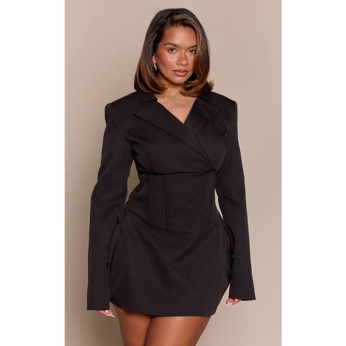 Black Robe Blazer Cintrée À Manches Longues Avec Corset Galbant Et Hanches Sculptées | Taille 42 - PrettyLittleThing - Modalova