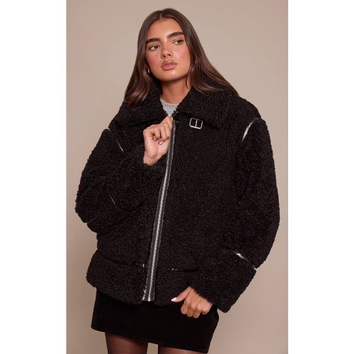 Black Veste Aviateur À Empiècements En Synthétique | Taille XS - PrettyLittleThing - Modalova