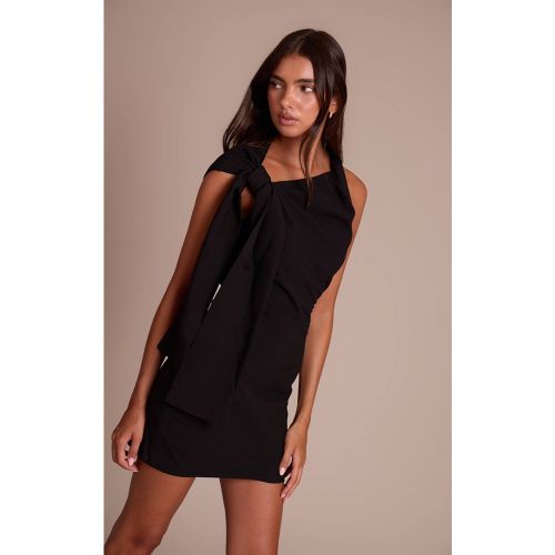 Black Robe Courte Tissée Avec Détail Nœud | Taille 42 - PrettyLittleThing - Modalova