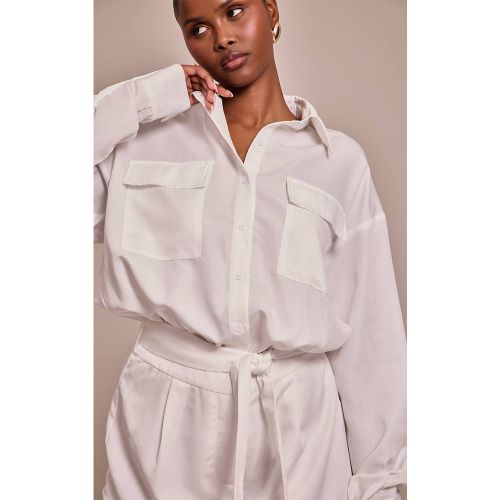 White Combinaison-pantalon Décontractée Tissée À Manches Longues | Taille 42 - PrettyLittleThing - Modalova