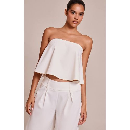 White Ensemble Coordonné Bandeau Fluide Tissé Ajusté | Taille 32 - PrettyLittleThing - Modalova