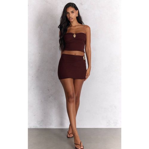 Brown Ensemble Jupe Courte Avec Détails Dorés | Taille 42 - PrettyLittleThing - Modalova