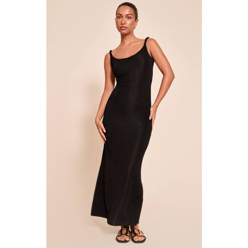 Black Robe Longue Texturée Avec Détail De Bretelles Torsadées | Taille 32 - PrettyLittleThing - Modalova