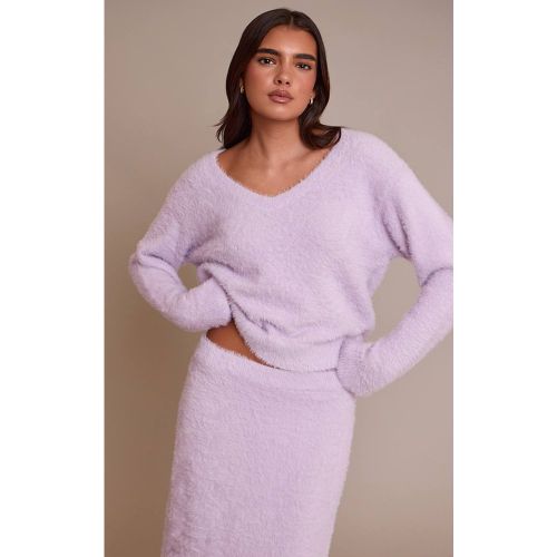 Lilac Synthétiquell En Maille Duveteuse Col V Oversize | Taille Large - PrettyLittleThing - Modalova