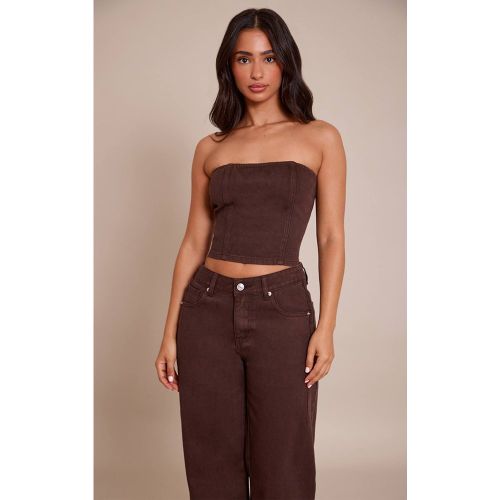 Top Bandeau En Denim Avec Détails De Coutures Petite | Taille 42 - PrettyLittleThing - Modalova