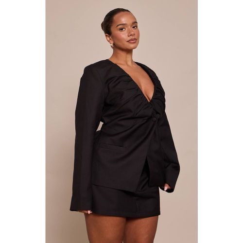 Black Blazer Cinché À Encolure Froncée Shape | Taille 36 - PrettyLittleThing - Modalova