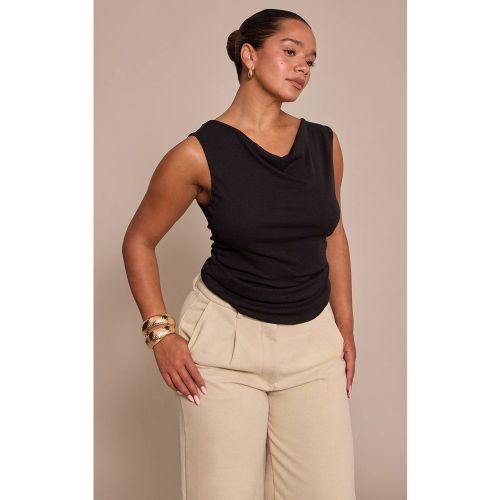 Black Top Shape Froncé Encolure Asymétrique Pelure D'oignon | Taille 36 - PrettyLittleThing - Modalova