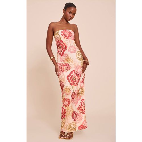Multi Robe Longue Bustier En Mousseline À Imprimé Fleuri | Taille 36 - PrettyLittleThing - Modalova