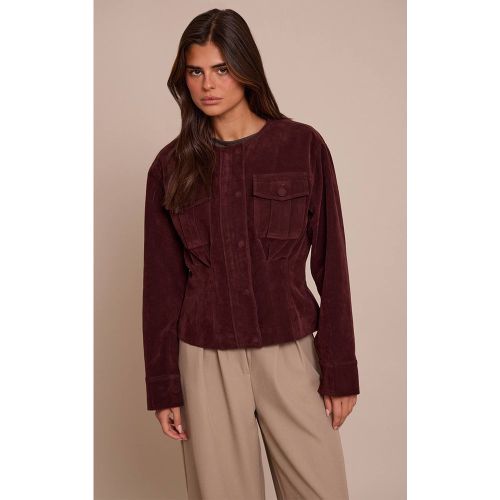 Burgundy Veste Cintrée À La Taille Avec Boutons Recouverts En Faux Suède | Taille 42 - PrettyLittleThing - Modalova