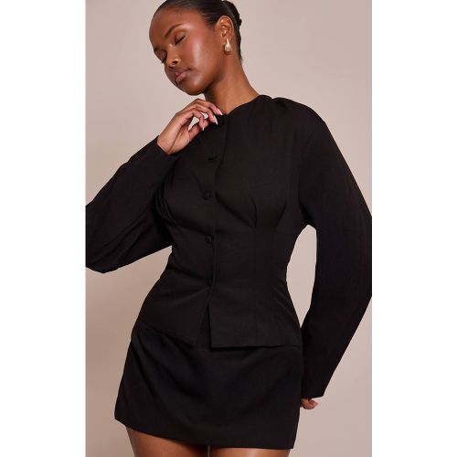 Black Combinaison-short Tissée À Manches Ballon | Taille 32 - PrettyLittleThing - Modalova