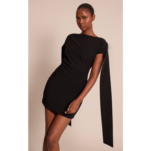 Black Robe Mini À Manches Drapées En Tissu Tissé | Taille 32 - PrettyLittleThing - Modalova