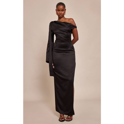 Black Robe Mi-longue Texturée Tissée À Épaule Nouée | Taille 32 - PrettyLittleThing - Modalova