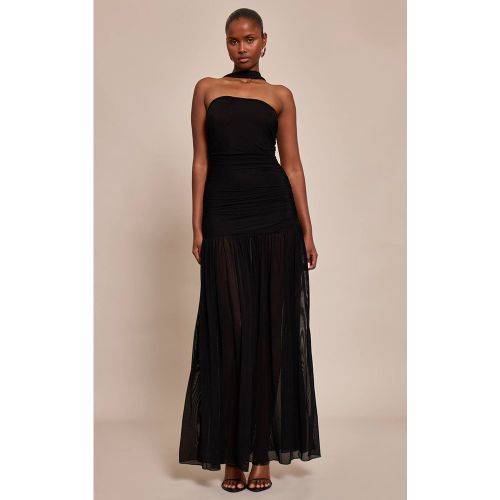 Black Robe Maxi Taille Basse Avec Détail Écharpe Froncée | Taille 42 - PrettyLittleThing - Modalova