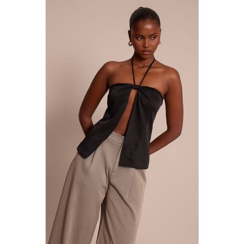 Black Haut Dos-nu Tissé Avec Détail Fendu | Taille 42 - PrettyLittleThing - Modalova