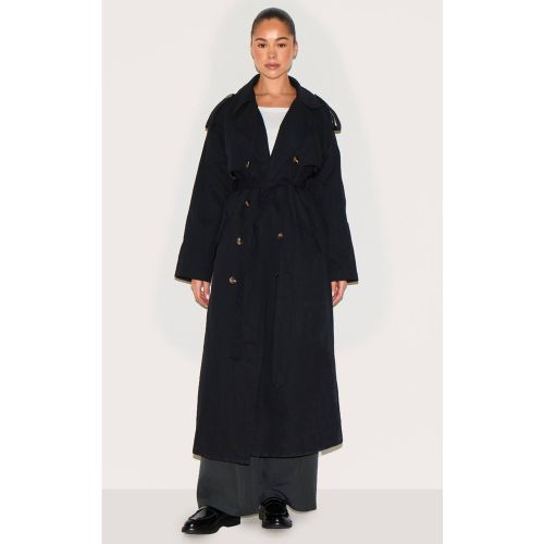 Black Trench-coat Ceinturé À Double Boutonnage | Taille 32 - PrettyLittleThing - Modalova