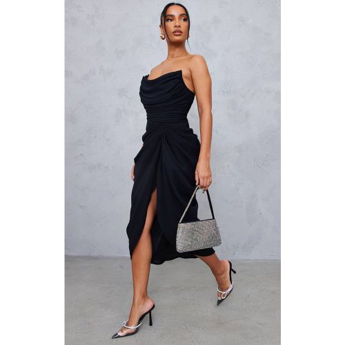 Black Robe Midi Drapée Bustier Corset En Mousseline | Taille 42 - PrettyLittleThing - Modalova