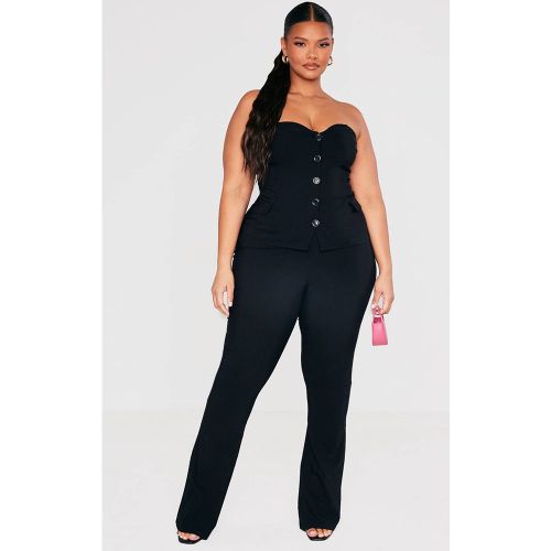 Black Pantalon Grande Taille À Jambe Évasée En Tissu Extensible | Taille 54 - PrettyLittleThing - Modalova