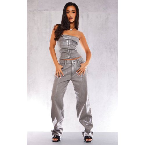 Silver Jean En Denim Métallisé Petite | Taille 32 - PrettyLittleThing - Modalova