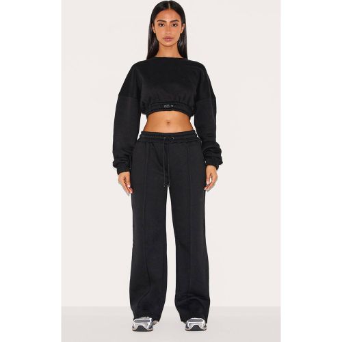 Black Jogging Petite À Jambes Larges Avec Détails De Coutures | Taille 42 - PrettyLittleThing - Modalova