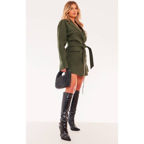 Khaki Robe Blazer Tissée Ceinturée À Boutons | Taille 32 - PrettyLittleThing - Modalova